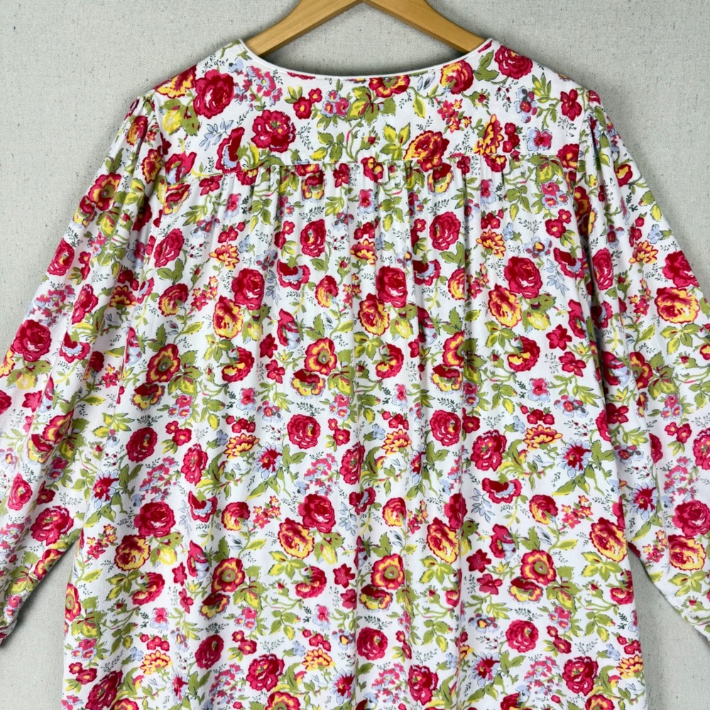 Lands End Floral Flannel Nightgown XL 18-20 Cotton Long Sleeve Cottagecore - Picture 13 of 14